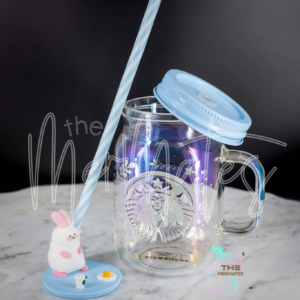 Iridescent Glass Mason Jar with Bunny Topper