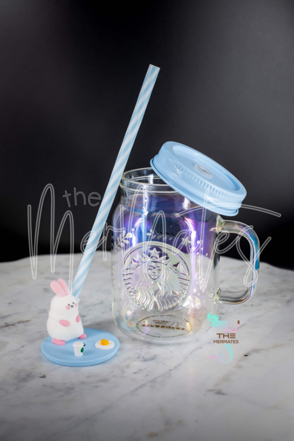 Iridescent Glass Mason Jar with Bunny Topper