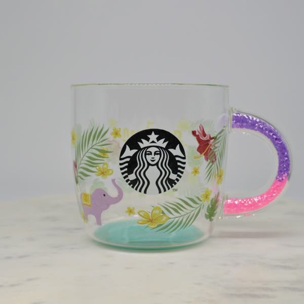 Thailand Purple Glitter Glass Mug